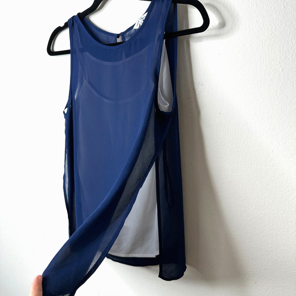 Naked Zebra Flowy Sheer Blue Sleeveless Overtop With White Cami Underneath S - Picture 1 of 11